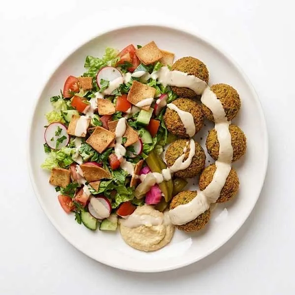 Falafel Mezze Bowl with Fattoush & Tahini